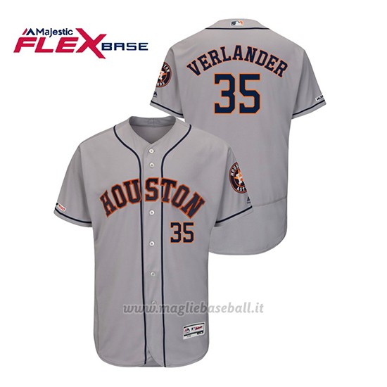 Maglia Baseball Uomo Houston Astros Justin Verlander 150th Aniversario Patch Flex Base Grigio